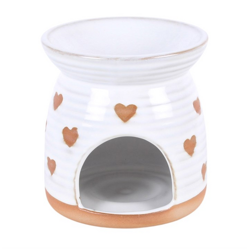 Beige Heart Print Oil Burner