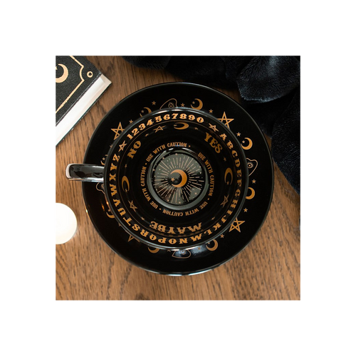 Black Talking Board Teacup and Saucer