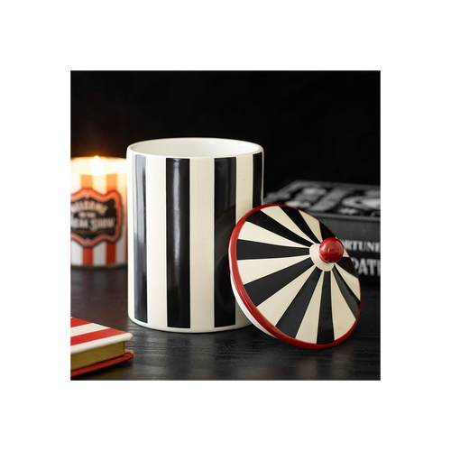 Black Striped Circus Tent Storage Jar
