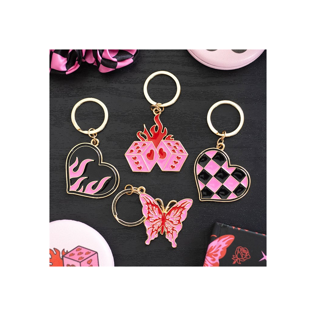 Checkerboard Heart Keyring